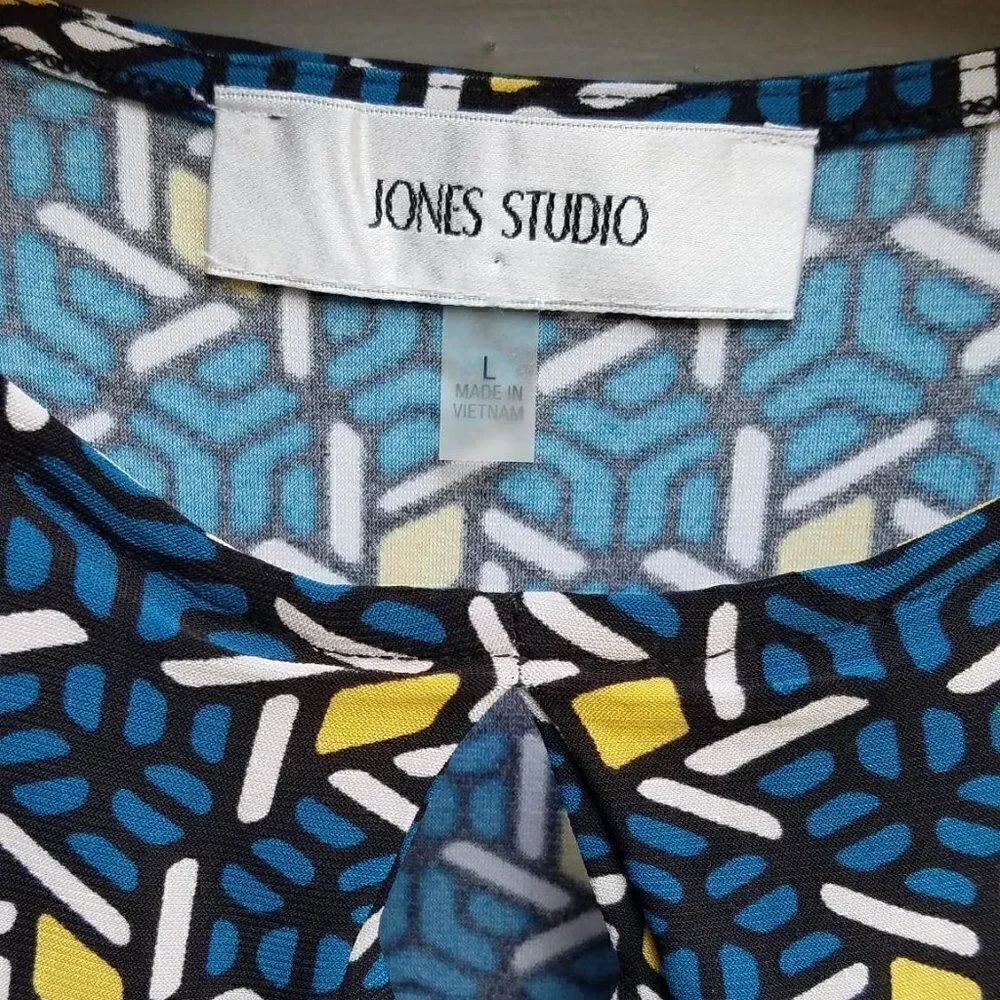Jones Studio Teal Yellow Shell Size Large - Picture 2 of 9